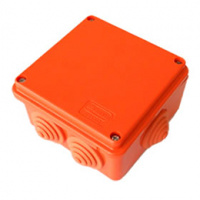 JBS100 Коробка огн. E60-E90,о/п 100х100х55, с гладкими стенками,без галогена, IP56, 6P, (1,5-6 мм2), цвет оранж